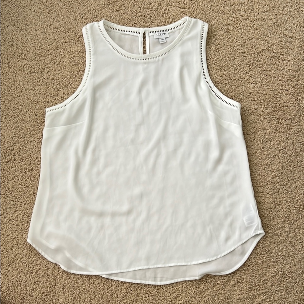 J. Crew White Relaxed Fit Sleeveless Blouse